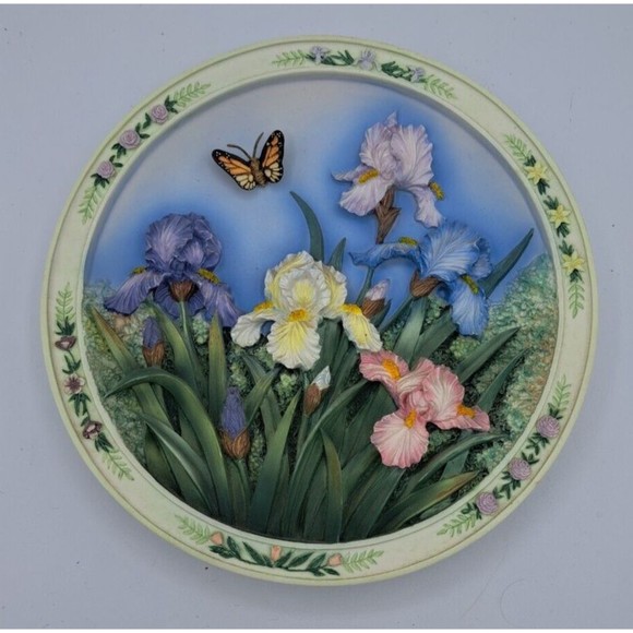 Lena Liu's Beautiful Gardens "The Iris Garden" 3-D Collector Plate - No. C12512 - Picture 1 of 14